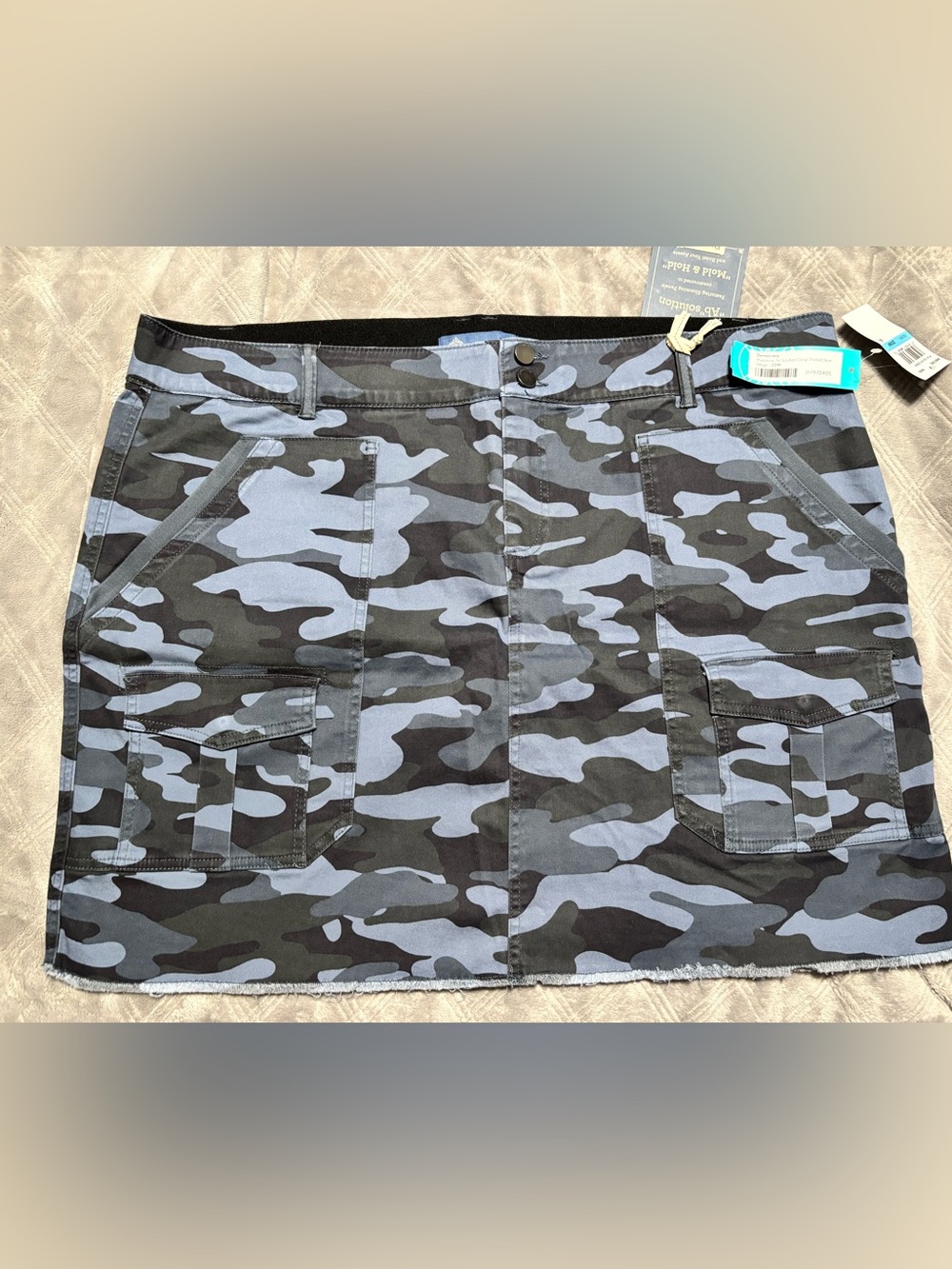 NWT 20W Democracy Blue & Black Camo Utility Mini Skirt